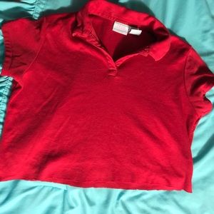 Red polo cropped top